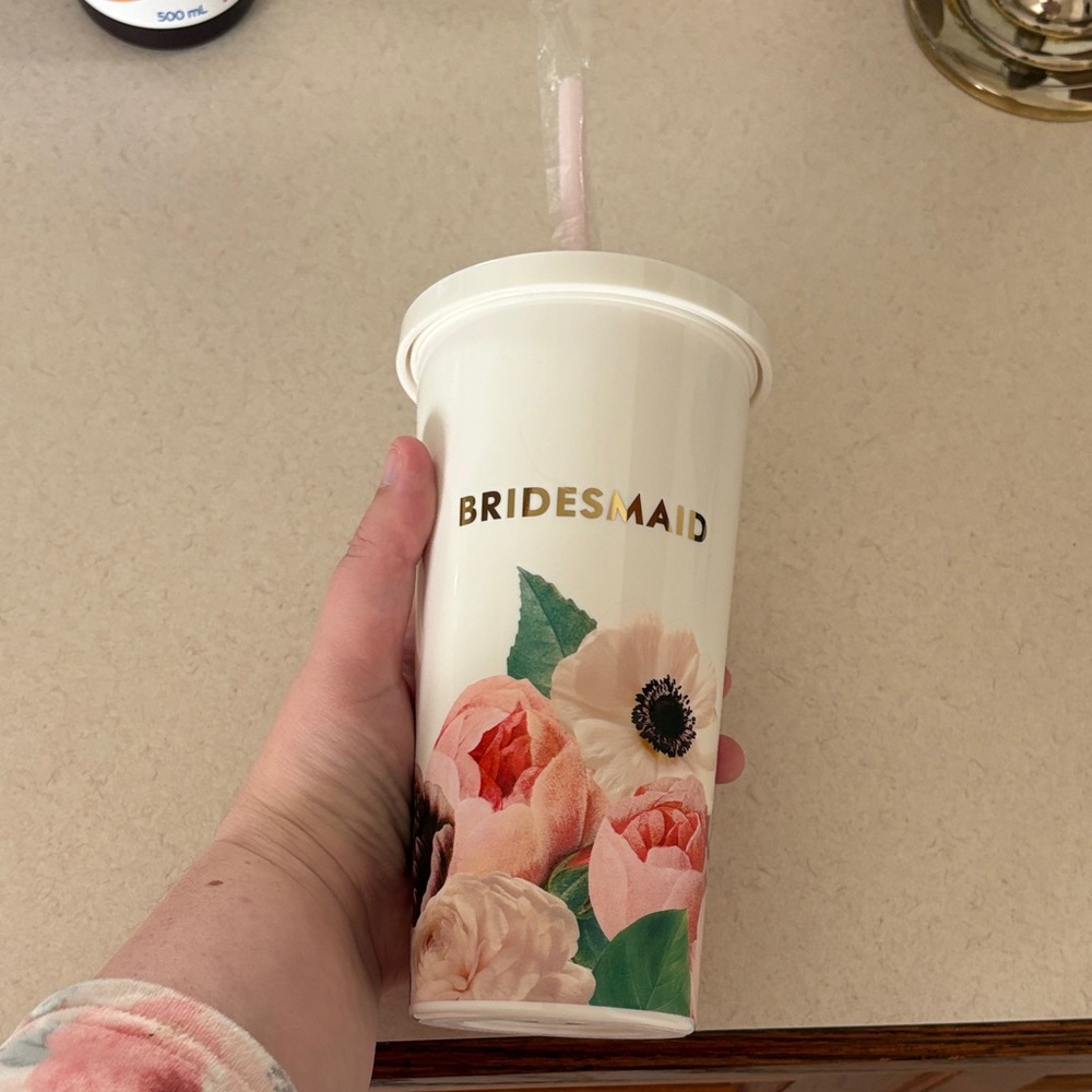 Kate Spade Bridesmaid Floral Tumbler - Gold and Pink
